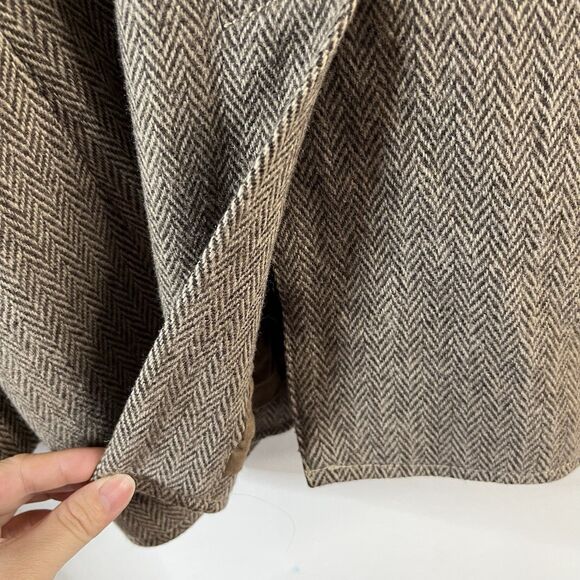 DKNY Tweed Jacket Brown Herringbone Wool Blazer Sport Coat 42R L Single Vent - Picture 9 of 9